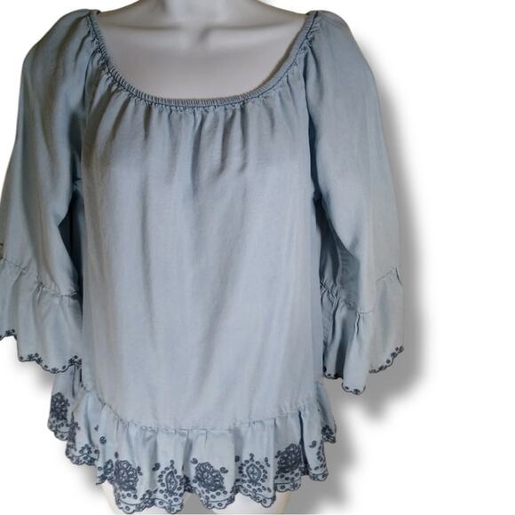 Democracy Tops - Democracy chambray peasant boho top